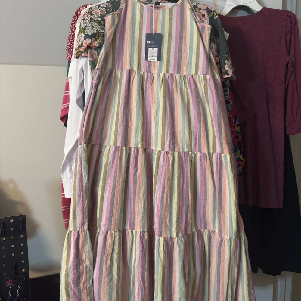 Universal Thread Pastel Multi-Color Striped Maxi Dress